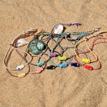 Pulsera de cerámica con pez multicolor y cordón, estilo bohemio, ideal para muñeca y tobillo