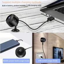 1pc/2pcs Mini Wireless WiFi Home Security Camera, HD Video Monitoring, Remote Access Via Smartphone, - Black - View 4