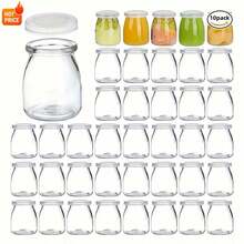10pcs 4oz/100ml Glass Jars With PE Lids, Transparent Yogurt Jars, Glass Pudding Containers, Ideal For Jam, Honey, Wedding Supplies, Shower Favors - Multicolor - View 7