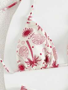 女士热带印花细肩带比基尼两件套，适合海岛度假和摄影 - 彩色 - 查看 3