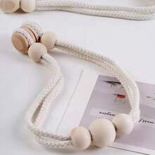 1pc/2pcs Bohemian Style Magnetic Curtain Tie Backs, Creative Curtain Accessories, Window Decoration Ropes - Beige - View 3