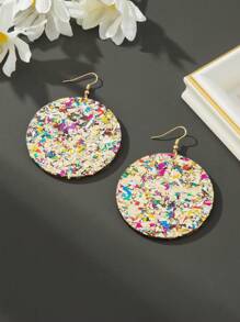A Pair Of European And American Retro Geometric Circular Multi-Color Versatile Sequin Earrings For Women As A Vacation Party Gift