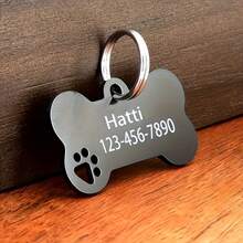 Targhetta per animali domestici in acciaio inossidabile con motivo a ossa e zampe vuote, in acciaio al titanio, adatto per incisione laser, per cani e gatti