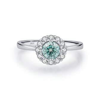 Anello con moissanite di colore D con certificato 1 GRA, in argento sterling 925, anello di fidanzamento con diamante blu creato in laboratorio, regalo per la sposa, regalo perfetto per Natale/Compleanno/Anniversario con scatola regalo