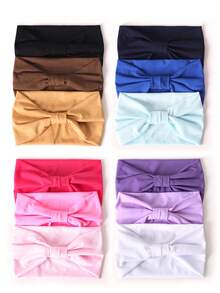 3 pezzi Fasce elastiche extra larghe a torsione di colore unito per donna, accessori per capelli alla moda e alla moda per l'autunno e l'inverno, adatti per vacanze, outfit eleganti, sciarpe, bandane e fasce per capelli morbide per donna, estivo, vacanza, viaggio - Multicolore - Visualizzare 5