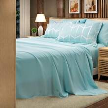 7pieces(Full/Queen/King)Lightweight Solid Comforter Set For All Seasons,Twin(5 Pieces),Soft & Comfortable Bed In A Bag Set For Student/Friends/Colleage,A Cloud-Like Sleeping Space All Year Round,Spring/Summer/Autumn/Winter,Great Gift - Màu xanh lam - Xem 3