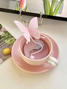 1 pièce infuseur à thé en silicone en forme de papillon avec chaîne amovible - passoire réutilisable transparente pour vrac/thé aux herbes (17 cm x 10 cm), élégante décoration de cuisine et cadeau pratique pour les amateurs de thé/usage au bureau/présentoir de café Rentrée scolaire