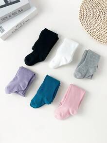 6 Pairs All-Season Medium Thickness Solid Color Baby Toddler Leggings Socks - Children Girl Kid Tights For Daily School & Performance Wear - Multicolor - View 4