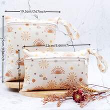 2 Pcs Digital Prints Cloth Diaper Bag Set Zipper Pocket Multi-Functional Washable Bags, For Travel Storage Wet Bags - Multicolor - View 2