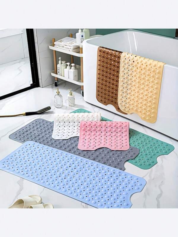 Extra lange Badewannenvorlage mit Saugnäpfen, rutschfeste waschbare Badezimmermatte, Fußmassage Duschvorlage mit Ablauflöchern, weich und bequem, PVC-Material geeignet für Zuhause, Hotel und Auto, verschiedene Farben erhältlich, ideales Badezimmerzubehör. Badezimmerdekoration Sommer Schulanfang
