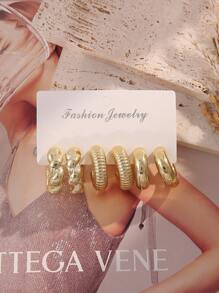 6-18pcs Geometric Texture Light Aperture Waterdrop Golden Fashionable And Elegant Bohemian Earrings, Suitable For Gifting To Family And Friends On Holidays (Paper Card Packaging)