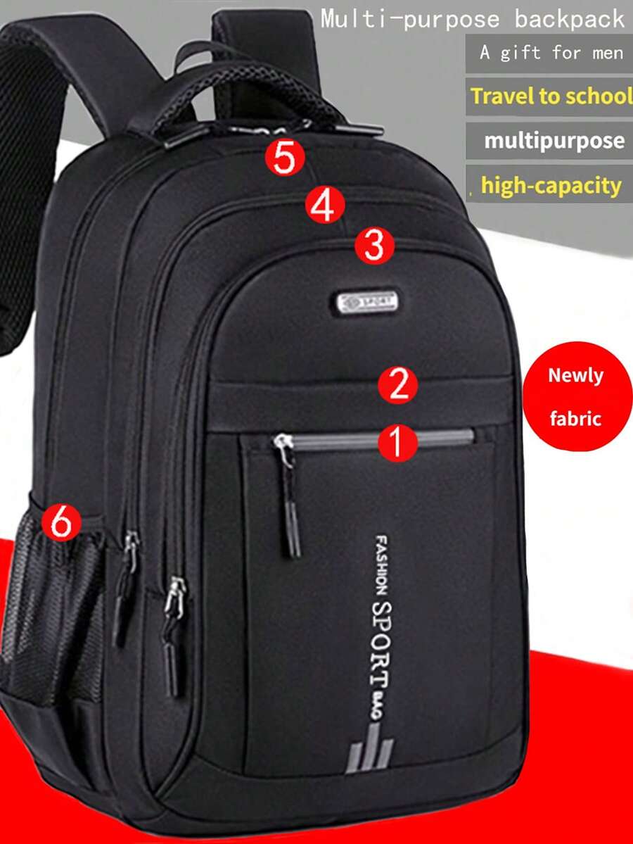 Men's Large-Capacity Travel Backpack For The Start Of The School Year, High-End Travel Backpack For Business Trips, Large In Size School Bags - Black - View 1