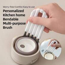 Cleaning Brush - Multi-Purpose Cleaning Brush - PP*Nylon Material - Multi-Purpose Cleaning Brush - Suitable For Cleaning Cup Lids, Kettle Lids, Bottle Nipples And Other Crevices And Corners - 1pc/2pcs - White/Grey/Black/Random Color