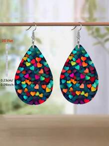 1 Coppia di orecchini a forma di cuore in acrilico nei sette colori, con un'atmosfera giocosa ed elegante, adatti per uso quotidiano di uomini e donne, feste di compleanno e regali di San Valentino