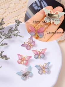 10 piezas de pasadores de pelo con mariposas 3D para niños, accesorios de pelo lindos de color degradado para niñas