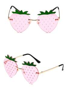1 Piece Of Frameless Strawberry Glasses, Funny Personalized Unframe Party For Men And Women, Dance Party Glasses,