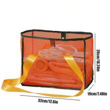 Breathable Mesh + Foldable Contrast Color Tote Bag, Outdoor Beach/Pool/Shopping/Gym Multifunctional Storage Bag (Reinforced Handle + Inner Pockets), Waterproof Portable Folding Bag For Clothes & Accessories