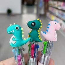 1/4/6/20 支随机颜色图案可爱伸缩圆珠笔，带 4 色墨水，椭圆形，各种彩色图案，节日礼物派对和派对礼物返校