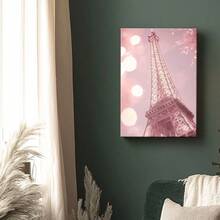 1 Pc, Framed Canvas Wall Art. Eiffel Tower, Romantic Paris, Dreamy Light And Shadow, Art Print Canvas Poster. Ideal Gift For Bedroom, Living Room, Hallway, Kitchen, Bathroom, Cafe, Office, Bar Dormitory Wall Decoration. - Multicolor - View 6