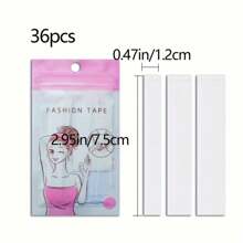 36 pièces Bandes adhésives de mode puissantes et double-face - Ruban transparent PET pour robes et chemisiers, fixation de cols et de bretelles, qualité inférieure, couleur beige pâle douce, à utiliser avec précaution pour ajuster les vêtements, matériau hypoallergénique