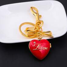 rongji jewelry Bow Heart Locket Bag Charm Exquisite Glitter Pendant Keychain Accessory For Purses Bags Handbags