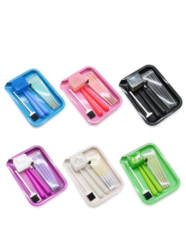 6pcs/Set Cigarette Rolling Kit, Available In 6 Colors, Includes Grinder, Tray, 2 Smoking Tubes, Small Brush, And Pre-Rolled Paper Booklet, Convenient For Home Or Travel Use