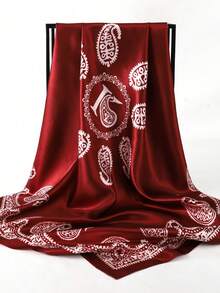 1 buc eșarfă la modă pentru femei cu șal imprimat retro, bandană pentru femei, accesoriu frumos în stil pentru rochie - Burgundia - Vizualizare 4