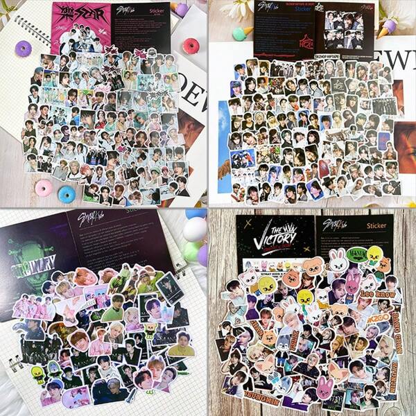 OUZEY 95/91/99pc Stray Kpop,CIRCUS THE VICTORY "Le STAR" STAR Merchandise Sticker, Cute Cartoon Sticker. Water Cup, Scooter, Laptop, Luggage Decoration Stickers, Stickers For Toys, Handmade Creative Stickers, Toy Stickers Hand Account Stickers, Support Stickers,