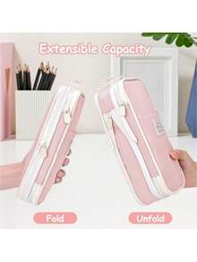 大容量多功能铅笔盒、铅笔袋、学校文具收纳盒、返校用品、学习用品、铅笔袋、书包 - 彩色 - 查看 6