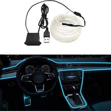 Balabaxer Car LED Strip Lights Interior Ambient Glow For Cars, Trucks, SUVs - 9ft/16ft/32ft USB 5V Multi-Color Neon EL Wire With Fuse Protection,Waterproof Flexible Automotive Mood Lighting For Dashboard, Footwell, Cup Holder, Decks, PC Gaming Setup, Home Desk DIY Decoration - Blue - View 6