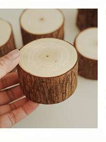 1pc Vintage Round Wooden Candle Holder Tray, Decorative Candle Stand Gift, Aromatherapy Candle Accessory