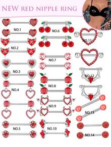 2pcs 14G Nipple Rings For Women Stainless Steel Heart Butterfly Moon CZ Flower Barbell Nipple Rings Set Cute Nipplerings Piercing Jewelry For Daily Wear Party Summer Beach