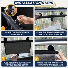 遮阳板汽车防晒吸盘式挡风玻璃遮阳板车载伸缩遮阳挡车窗隔热板 - 黑色 - 查看 7