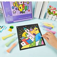 10pcs Glitter Painting Set, DIY Handmade Colorful Sand Art Craft Kit, Sparkly Sand Painting For Men & Women, Cute Cartoon Small Gift
