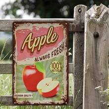 Vintage Apple  Sign - Fruit Metal Sign - Retro Decorative Sign Wall Decor Home Decor - (Aluminum) - View 5