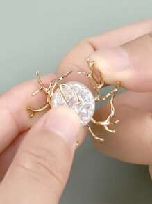 1/5 pièces Base de pendentif en branche d'arbre plaqué or, Faire-soi-même pour envelopper et incruster des pierres naturelles, des cristaux, des perles
