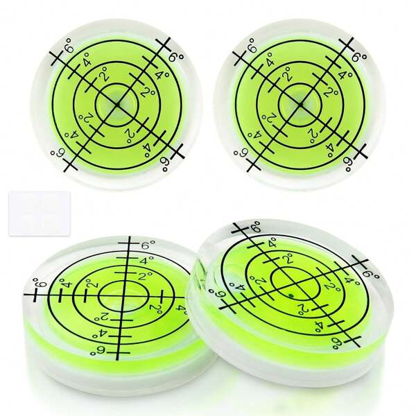 4er Set Libelle Wasserwaage Durchmesser 32 mm Blase Mini-Wasserwaage rund für Wohnmobil Wohnwagen Kamera Camper gerade Ausrichtung Videoprojektor Bilderrahmen Bücherregale