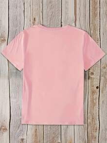 Plus Size-Chic Portrait Pattern T-Shirt, Short Sleeve Casual Round Neck Top, Spring Summer Women's Clothing-1xl-5xl - 粉紅色 - 查看 2