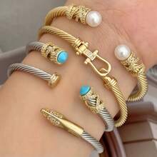 1 pezzo Braccialetto a fascia in acciaio inossidabile bicolore oro e argento, design regolabile unisex adatto a uomini e donne, stile punk goth, il miglior regalo per le vacanze e gioielli