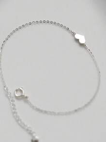 FOREVER QUEEN Pulseira delicada de coração em prata esterlina 925, 1 peça, para mulheres, joia empilhável de coração, faixa ajustável, presente para melhor amiga, corrente de pulso