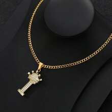Collar con colgante de letra con corona de circonita para hombres y mujeres, collar de cadena con inicial tipo hip hop, regalo de joyería para mejores amigos - collar - Ver 15