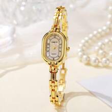 Famous Brand Women Watch Thin Bracelet Watch Retro Small Gold Watch For Women Oval Dial Luxury Fashion Quartz Wristwatch