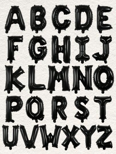 1 个 16 英寸黑色字母设计装饰气球、A-Z 铝箔字母气球、DIY 派对装饰、生日派对、结婚周年纪念、家居装饰、淋浴、婚礼、单身派对、生日快乐横幅气球标志、背景装饰、定制字母气球派对
