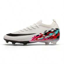 Professional Football/Soccer Shoes For Men, Women, Teen, Student, Match, Training, TPU Detachable Spikes, Seamless Lace-Up Adult Soccer Sport Sneakers - White - View 4