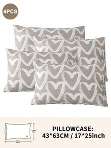 1个/2个/4个装涤纶心形图案枕套（不含枕芯），柔软舒适，四季皆宜 - 彩色 - 查看 43