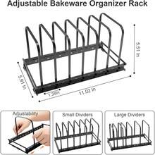 Cutting Board Organizer, 2Pcs Metal Bakeware Organizer Rack Holder Adjustable 7 Slots Kitchen Cabinet Storage Rack For Cookie Cooking Sheet, Pan, Pot, Lids, Molds Cookware, 11.02x 5.91x5.51 - Black 2 pc - View 3