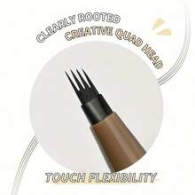 4 Colors Waterproof 4-Prong Eyebrow Pencils, Smudge-Proof, Sweat-Resistant, Long-Lasting, Dark Brown, Ash Brown, Black, Light Brown Liquid Eyebrow Pencils