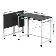 Scrivania per computer, in legno e metallo, per ufficio, portante, con slot per schede e funzione pieghevole, 90x56x75cm - nero - Visualizzare 7
