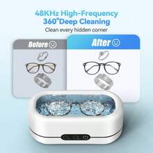 All-Round Cleaning Machine, Multi-Purpose Cleaner - Portable, Rechargeable Battery High Frequency Vibration Cleaning Machine, Multi-Purpose Cleaning Suitable For Jewelry, Glasses, Rings, Watch Straps, Dentures - White - View 3