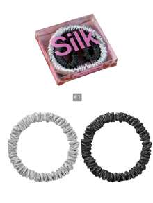 SUNCDELV SLIK 2pcs 100% Mulberry Silk Hair Scrunchies, High Quality Hair Ties (22mm), Women & Girls Hair Accessories, Pink Gift Box Ponytail Holder - Multicolor - View 12